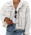 APAFES Women's Crop Fringe Denim Jacket Distressed Western Style