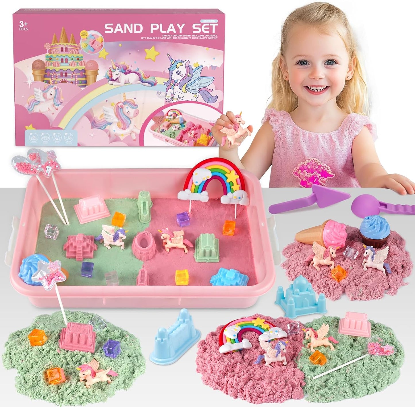 Unicorn Sensory Sand Bin Kit for Girls - Magical Playtime Fun