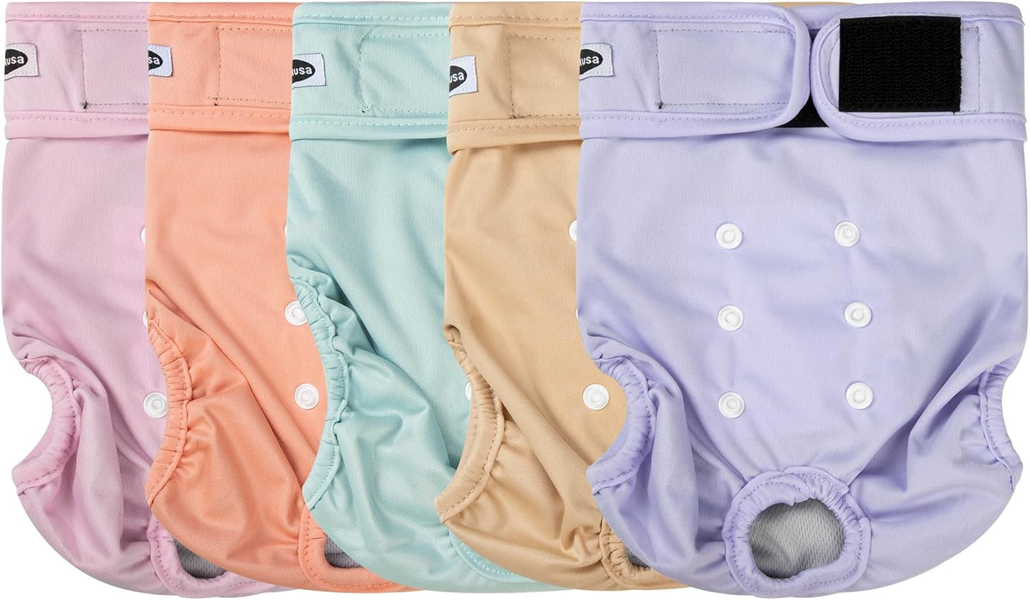 Highly Absorbent Female Dog Diapers - Size Adjustable (5 Pack)