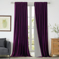 PRIMROSE 100% Full Blackout Purple Velvet Curtains 84 in - Room