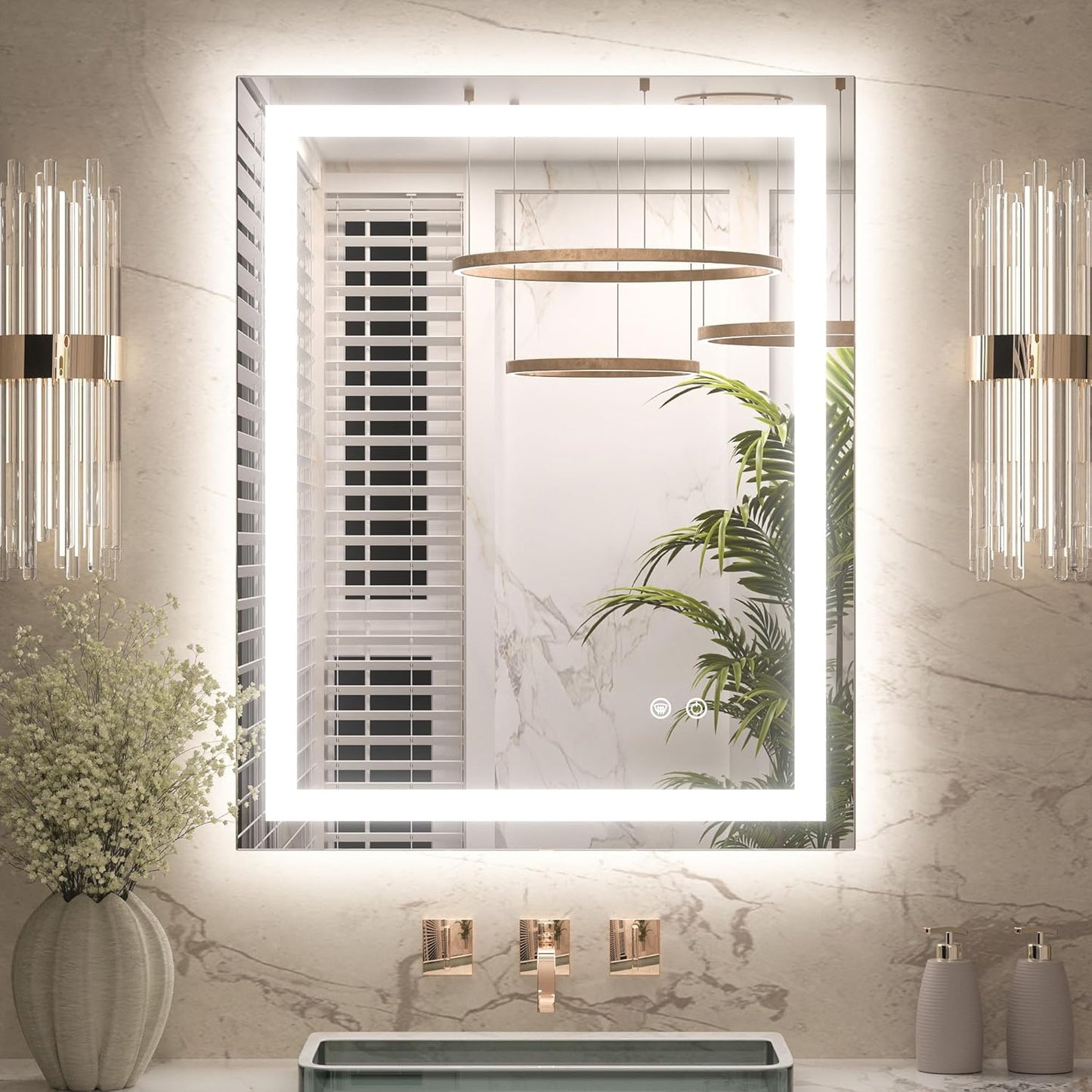 Keonjinn 24 x 30 Inch Bathroom Mirror with Lights for Style