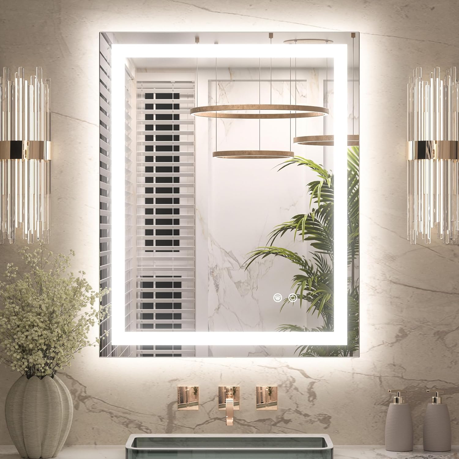 Keonjinn 24 x 30 Inch Bathroom Mirror with Lights for Style