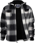 Mens Sherpa Lined Heavyweight Flannel Jacket - Warm Fleece Hood