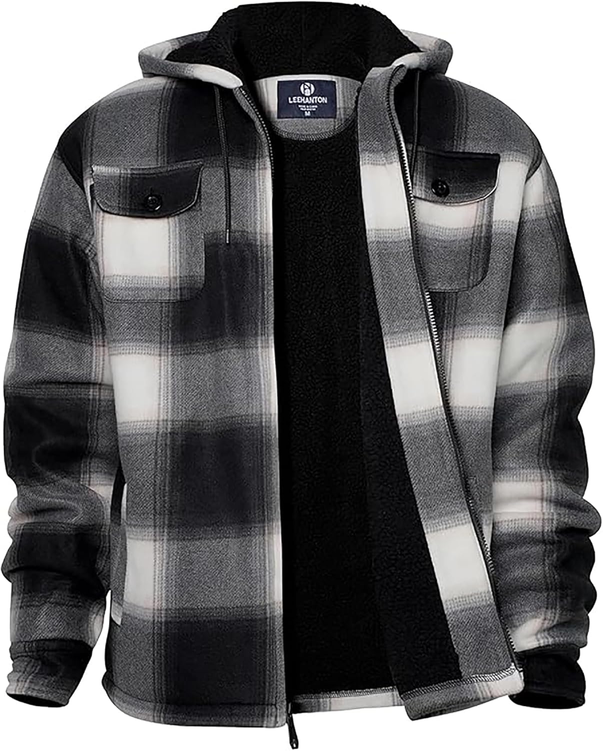 Facitisu Hoodies for Men Sherpa Lined Heavyweight Flannel Jackets