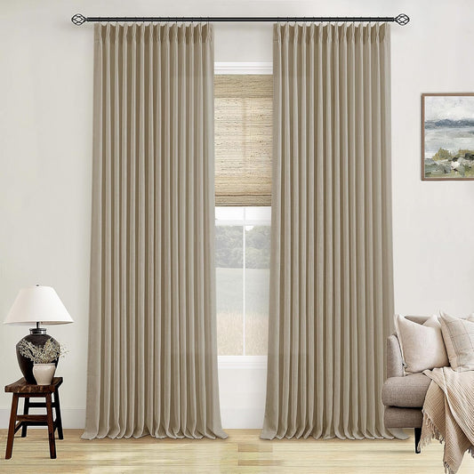 Neutral Pinch Pleated 96 Inch Curtains for Elegant Living Spaces