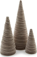 Taupe Velvet Trees Set of 3 - Handcrafted Neutral Holiday Decor