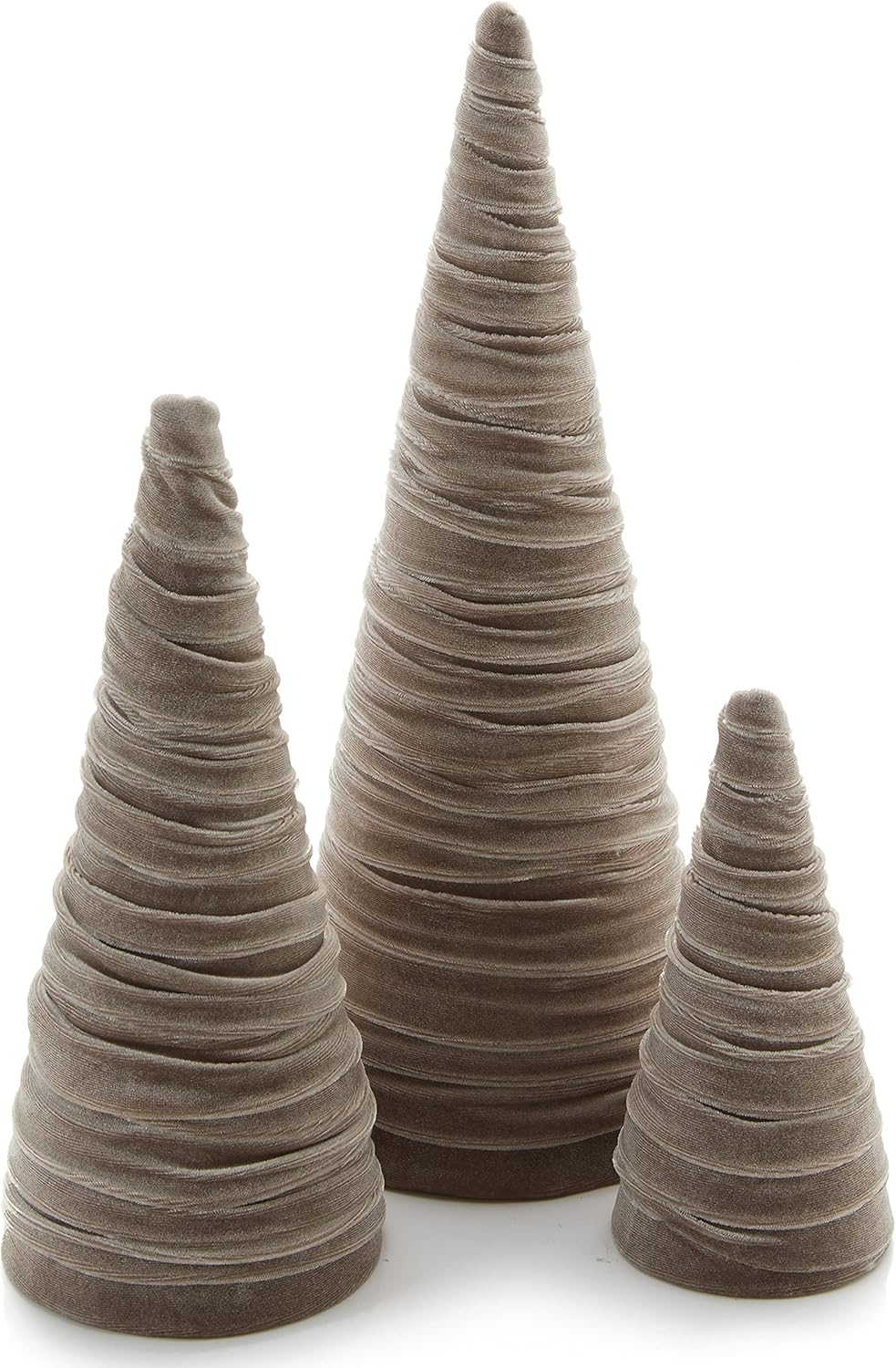 Taupe Velvet Trees Set of 3 for Elegant Holiday Decor