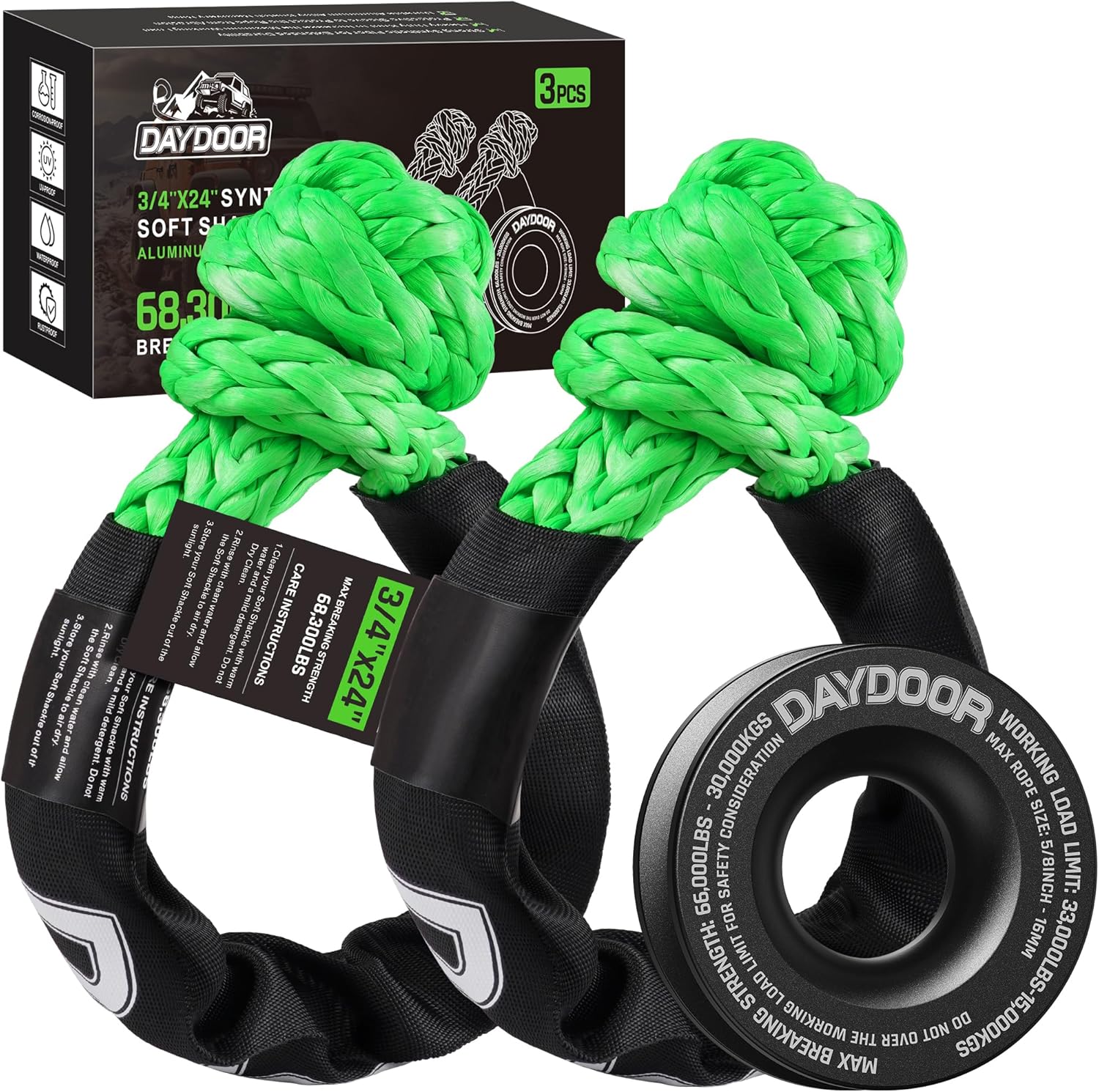 DAYDOOR Soft Shackle Recovery Kit with Aluminum Snatch Ring