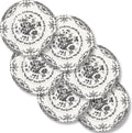 Elegant Ceramic Dinner Plates Set of 6 with Floral Design