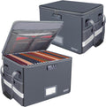 Fireproof File Box with Lock Gray - 2 Pack Portable Document Safe