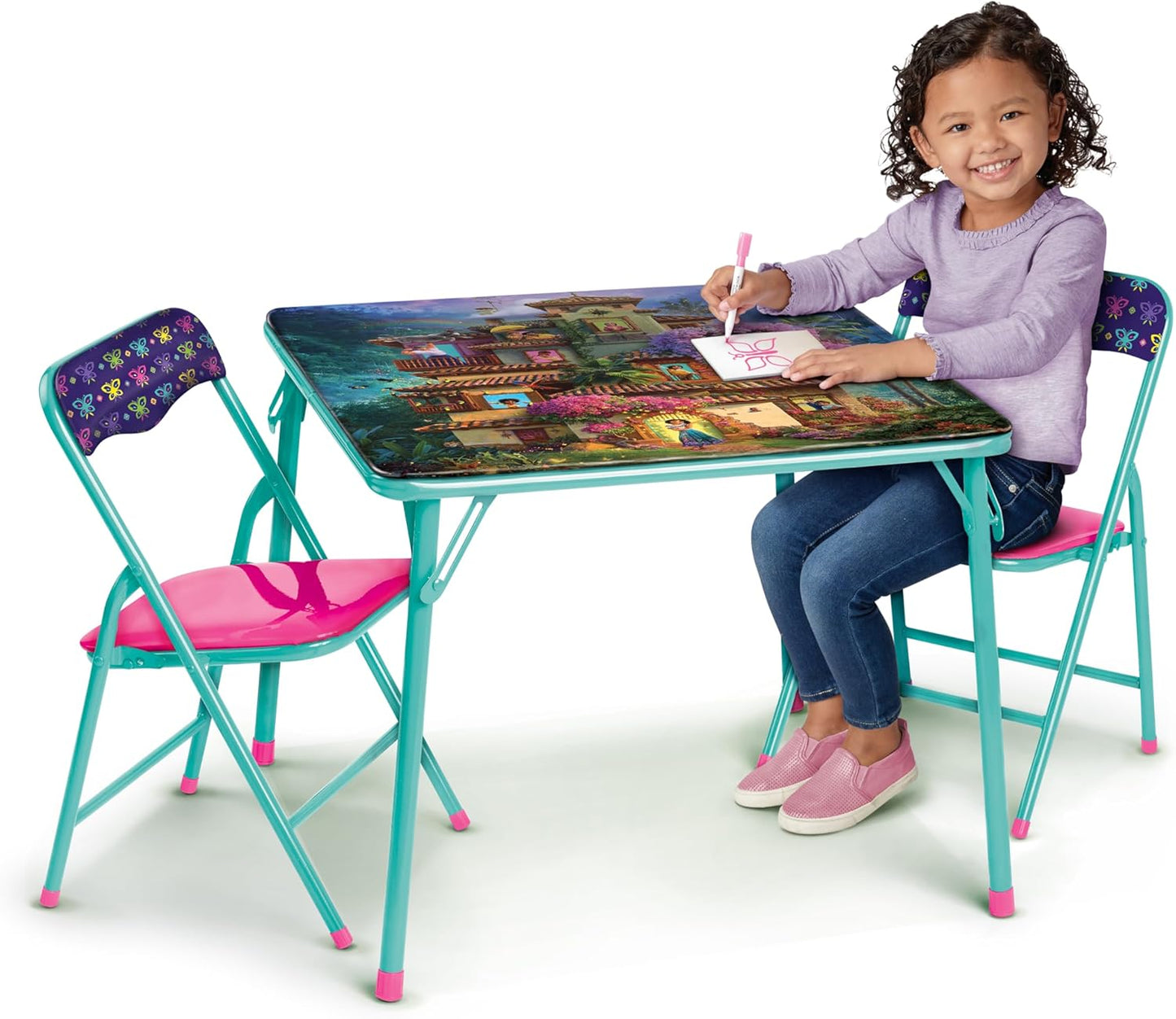 Disney Encanto Kids Folding Table & Chairs Set - Perfect for Ages 3-7! Supports up to 70 lb!