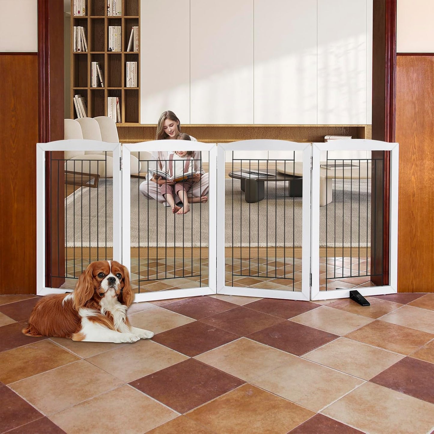 Dog Fence Indoor - 4-Panel Freestanding Dog Gate for Home Use