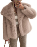 PRETTYGARDEN Womens Winter Coats Faux Fur Lapel Long Coat - Warm Style