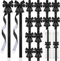 Glitter Velvet Christmas Cabinet Ribbon Bows 15-Pack - Elegant Black
