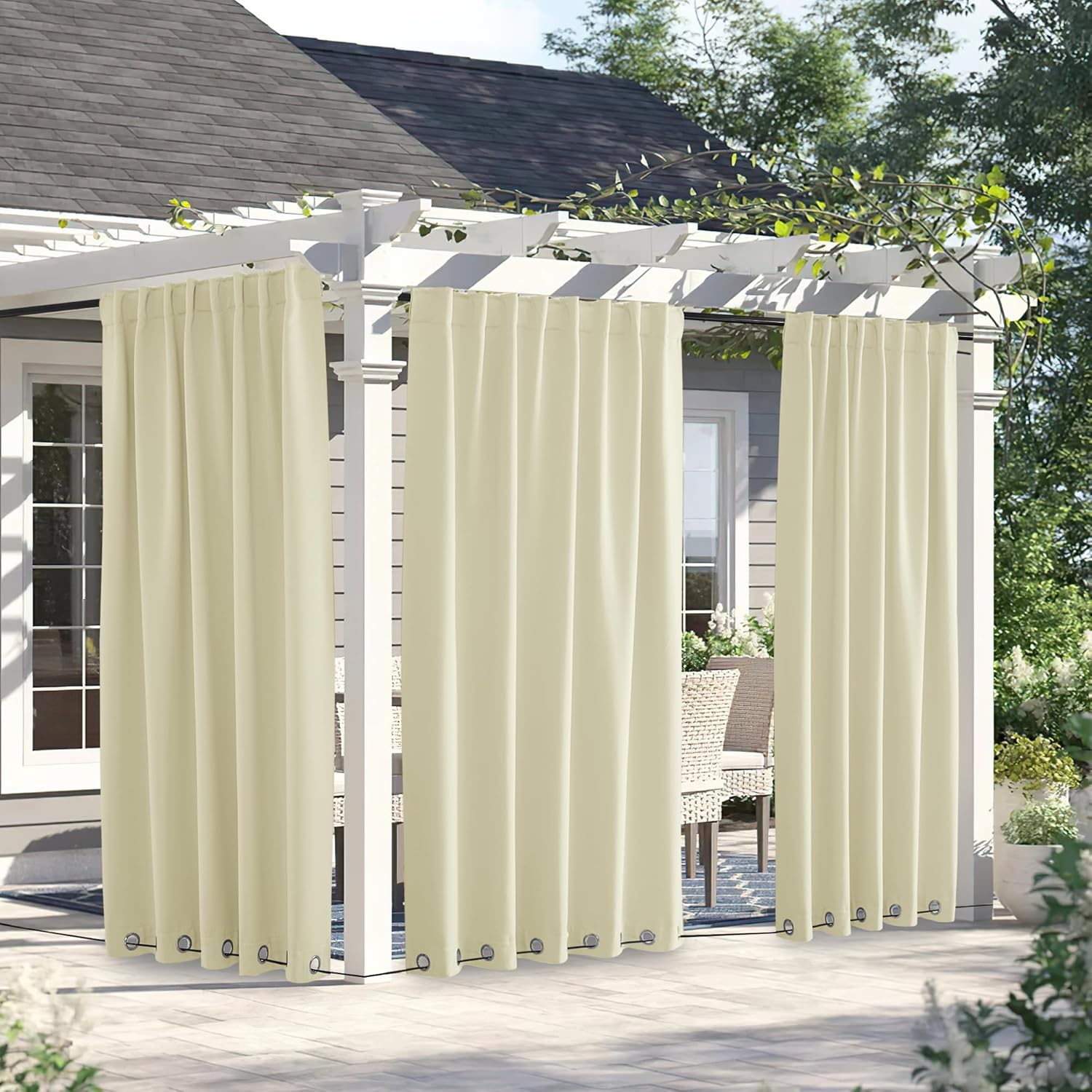 NICETOWN Weighted Outdoor Curtains for Patio Waterproof Sun Blocking