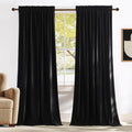 NICETOWN Black Velvet Curtains 90 in Panels Set - Thermal Blackout