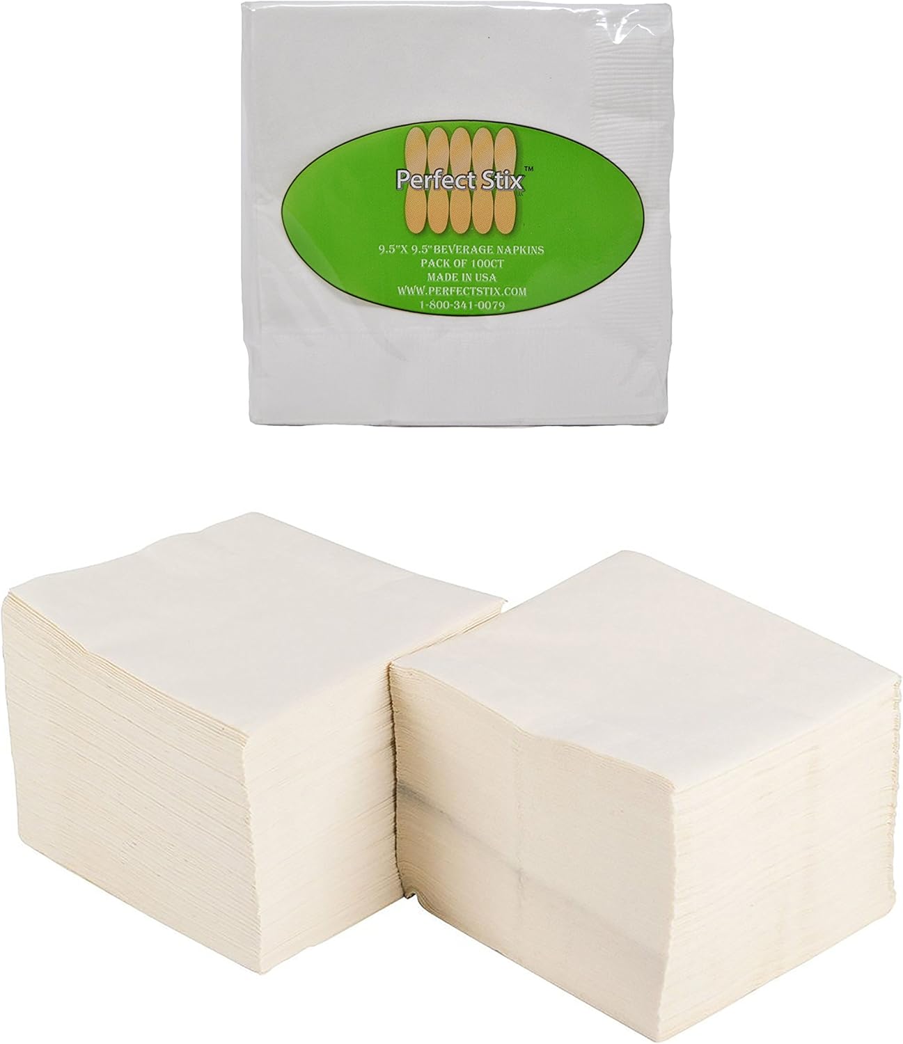 100ct Perfect Stix 2 Ply White Beverage Napkins - Absorbent & Stylish
