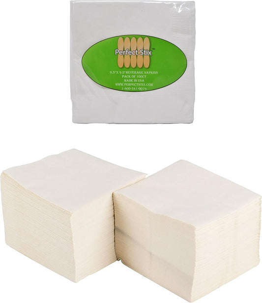 100ct Perfect Stix 2 Ply White Beverage Napkins - Absorbent & Stylish