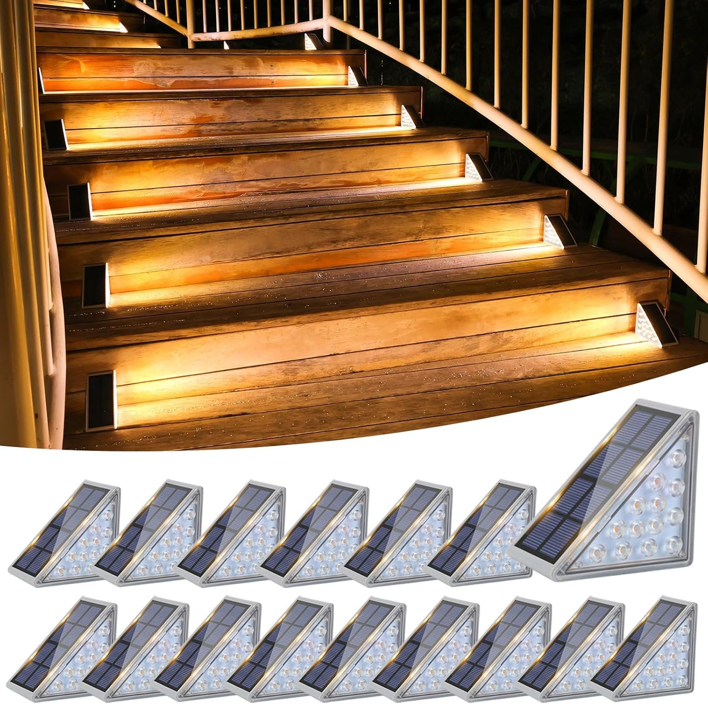 VOLISUN Solar Stair Lights 16 Pack for Outdoor Safety and Style