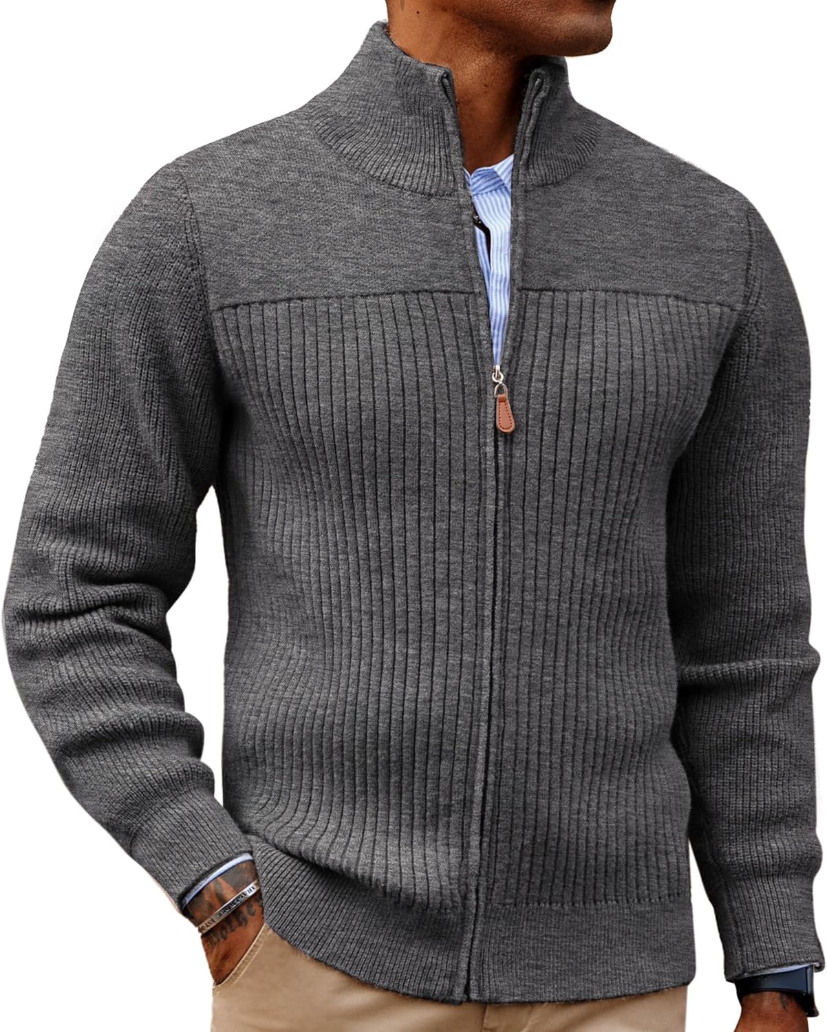 Men's Full Zipper Cardigan Sweater for Stylish Comfort