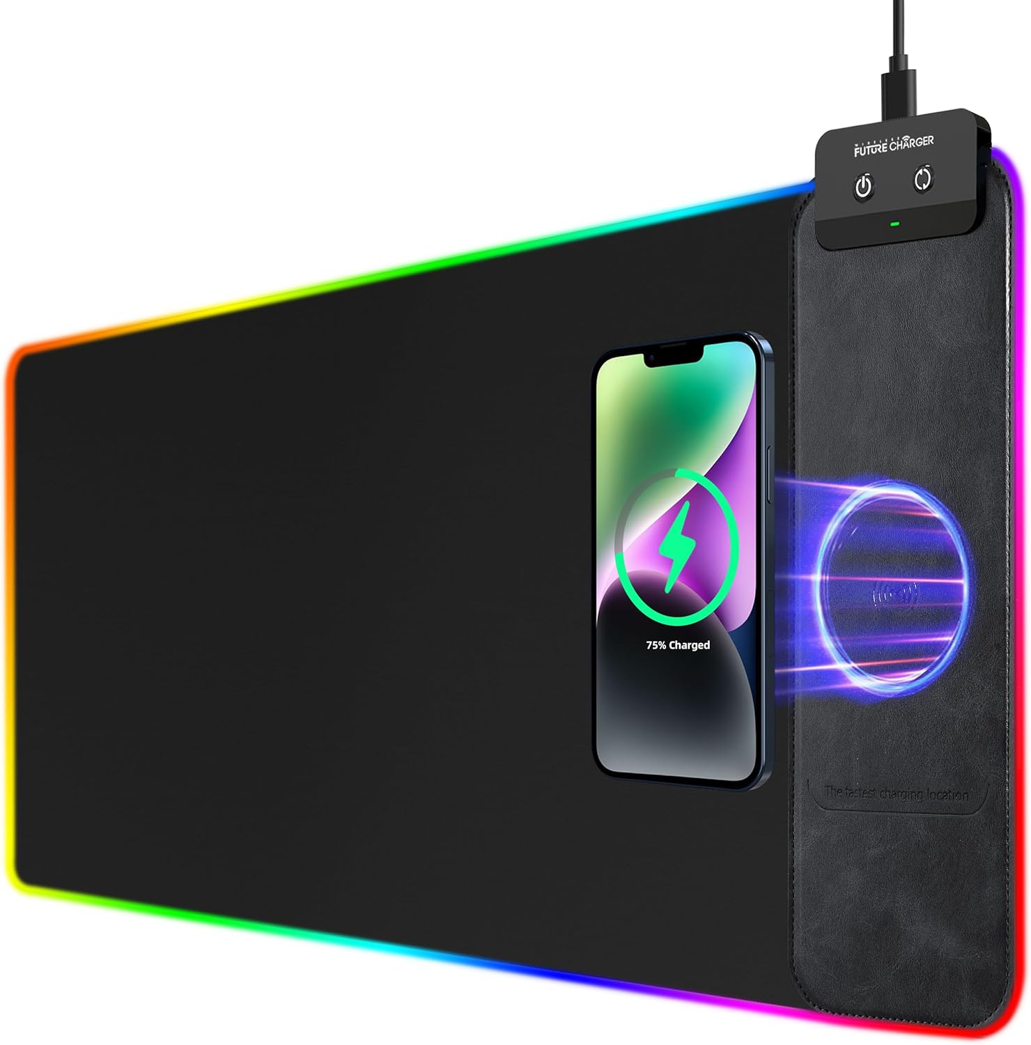 Gaming Mouse Pad with Wireless Charging and RGB Lights for PC
