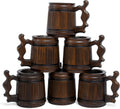 Set of 6 Beer Mug 10 OZ Wooden Mug - Insulated Stainless Steel Liner