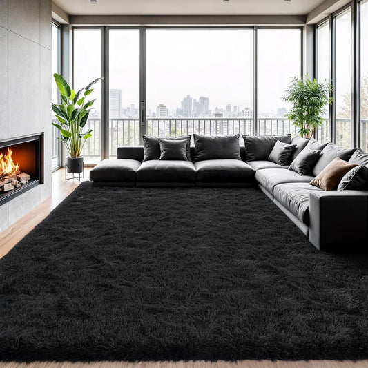 Zentavio 8x10 Black Area Rugs for Living Room and Bedroom