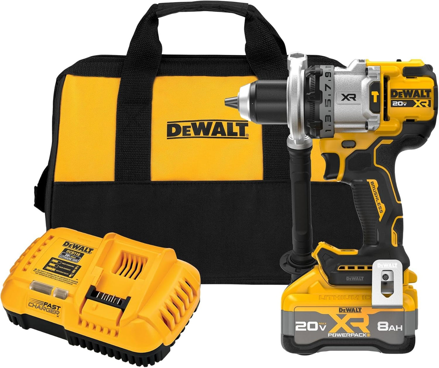 DEWALT 20V MAX XR Hammer Drill Kit with 8AH Battery Power