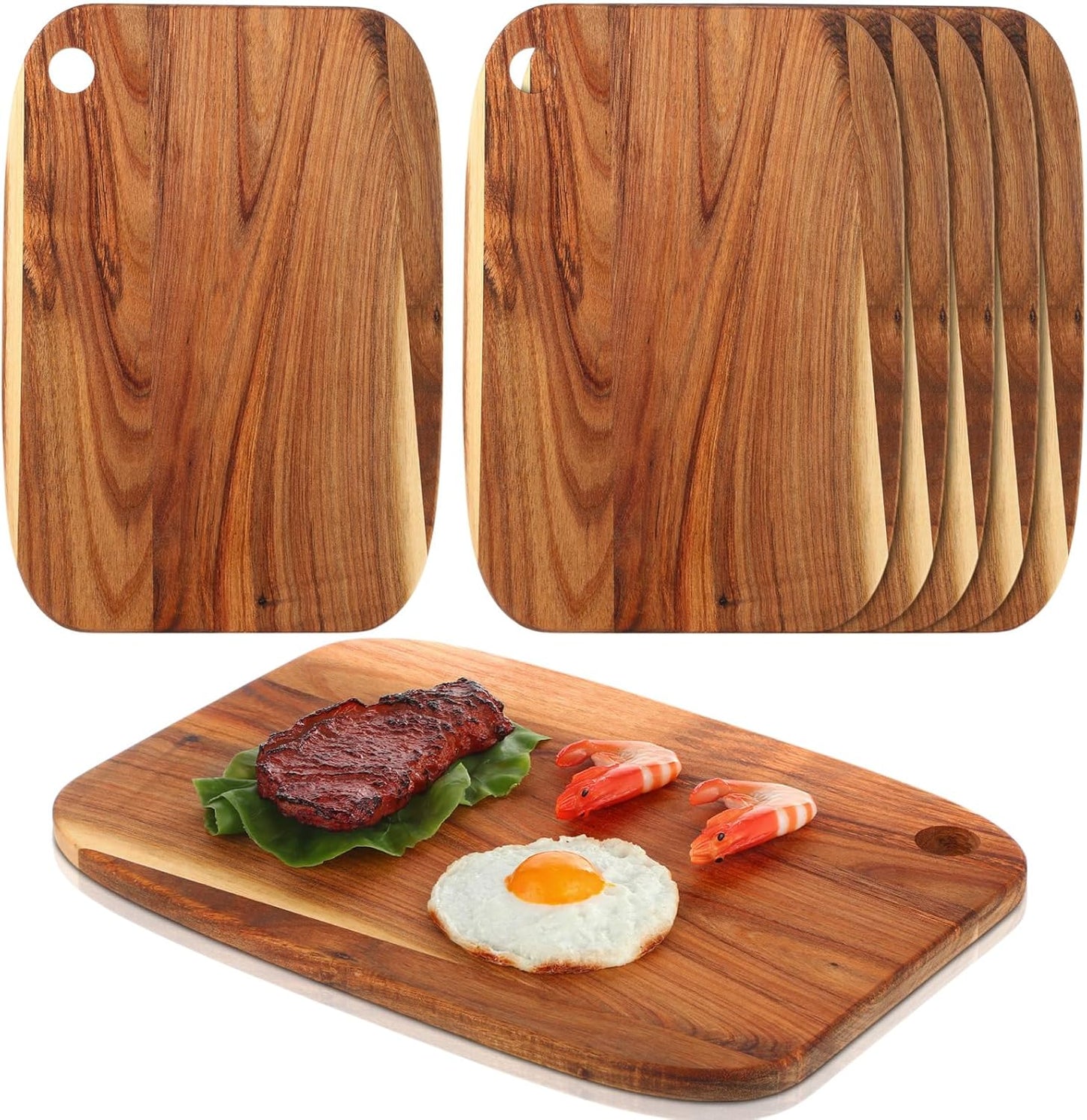 Roshtia 6 Pieces Acacia Wood Cutting Board Set for Kitchen Use