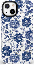 Casely iPhone 13 Floral Case - Rose to Fame Coquette Blue & White