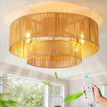20 Inch Boho Caged Ceiling Fan with Light Flush Mount - Quiet Boho