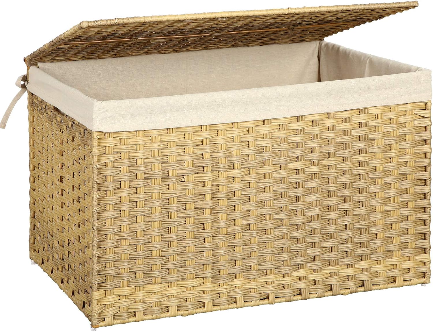 SONGMICS Woven Storage Basket with Lid for Versatile Use