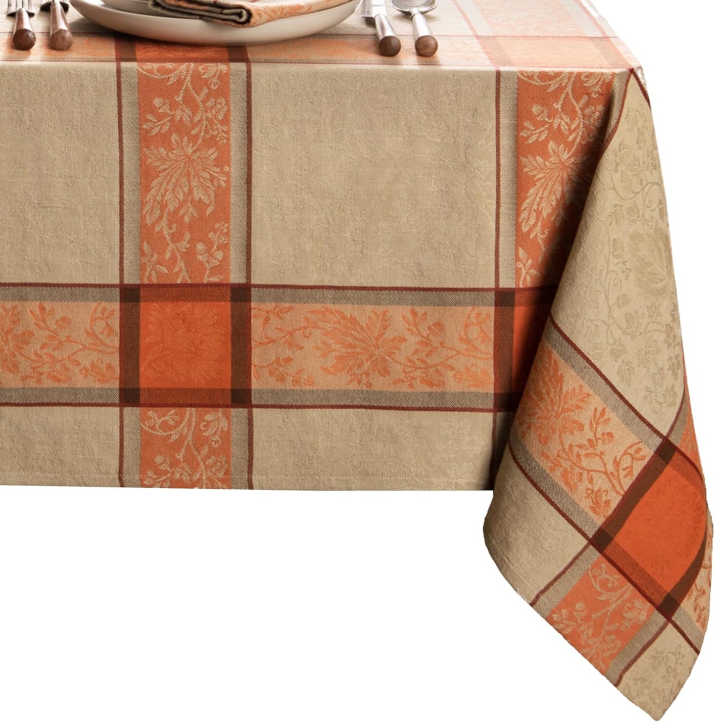 Autumn Harvest Jacquard Woven Tablecloth for Fall Decor