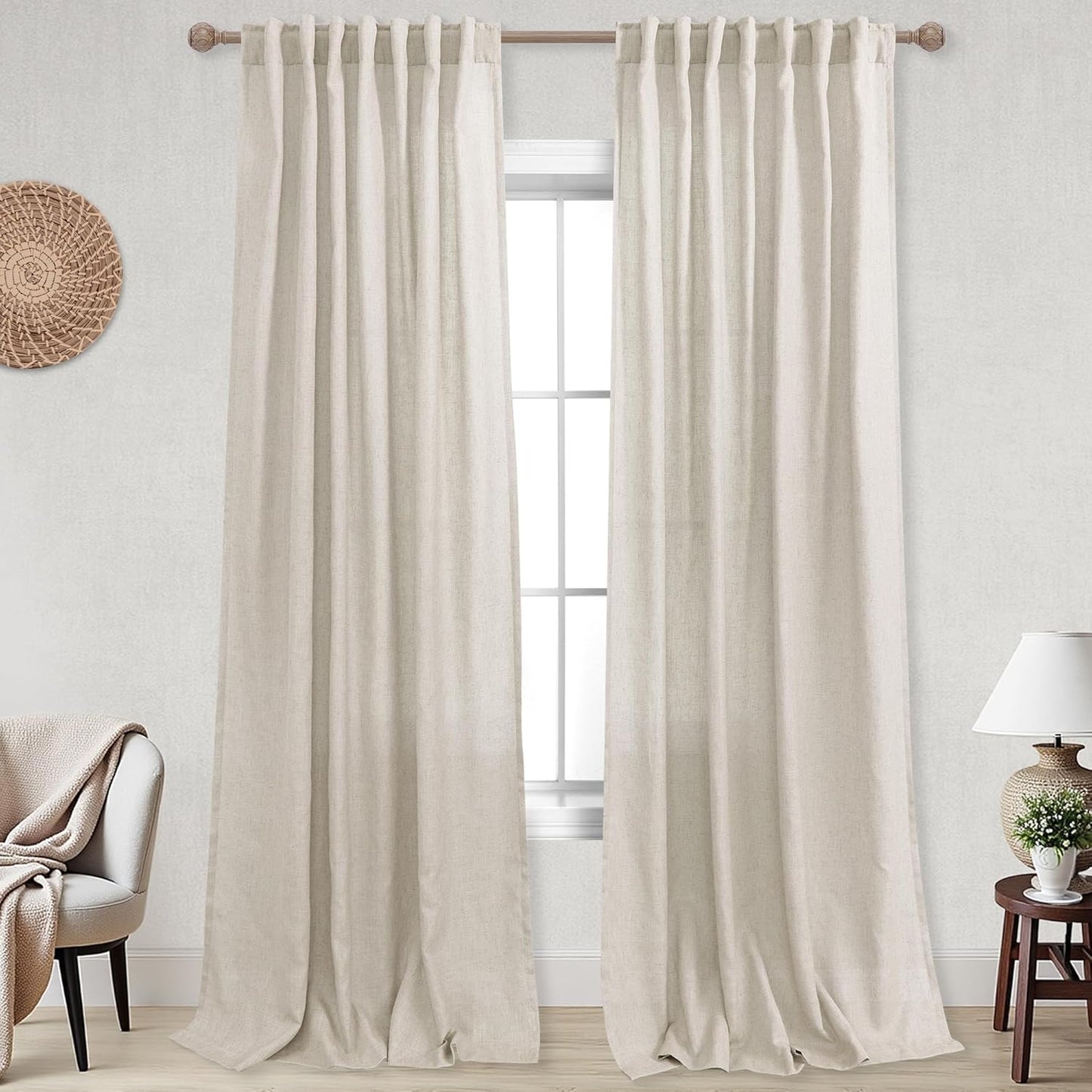 KOUFALL Tan Sheer Curtains for Living Room and Bedroom Decor
