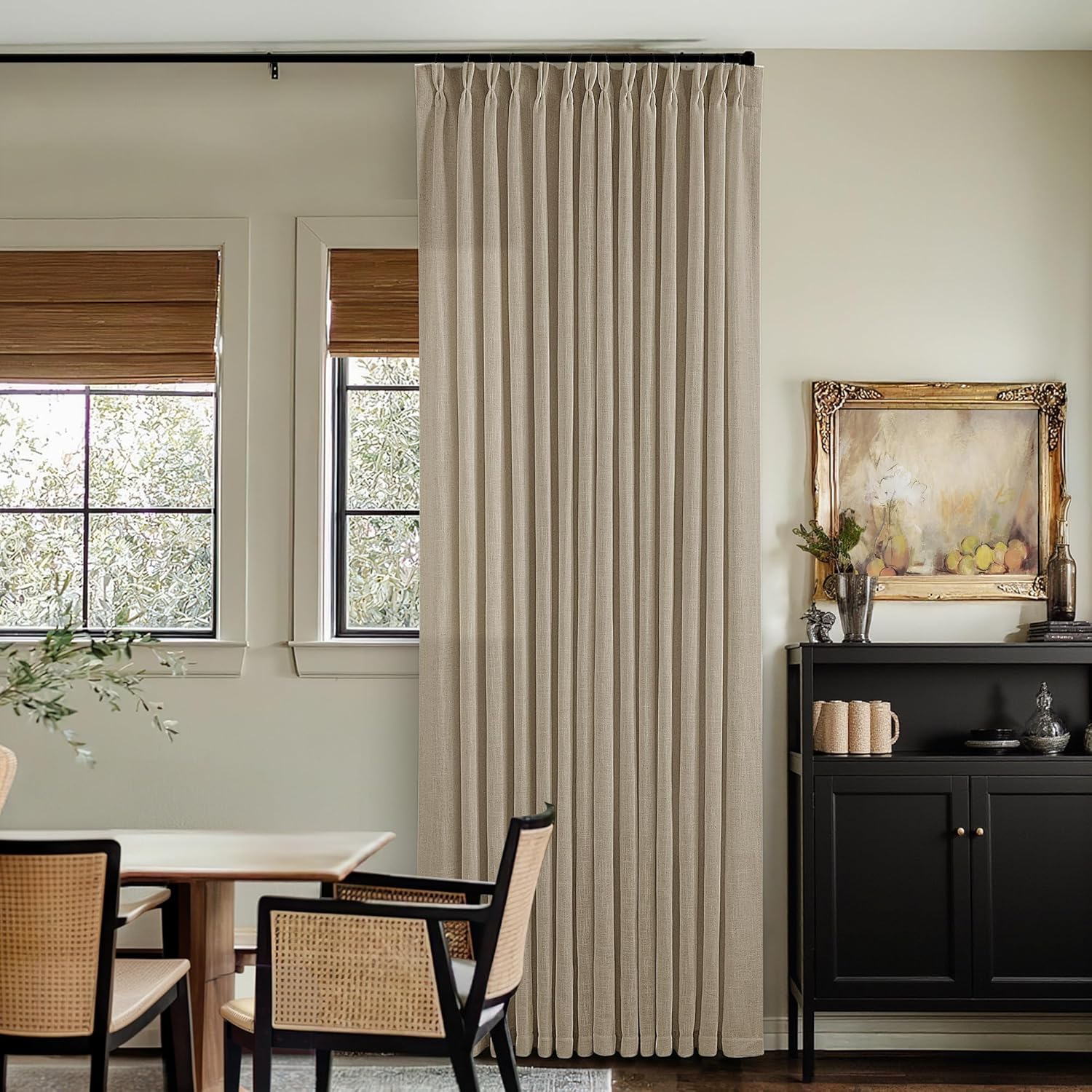 Dark Flax Linen Curtains 120 Inches Long for Elegant Living Spaces