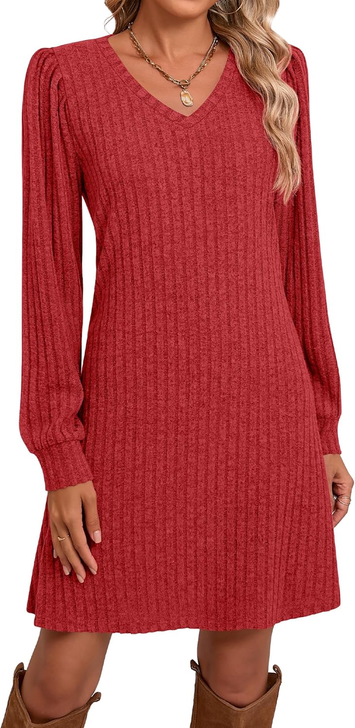 Ficerd Women's Knit Long Sleeve Sweater Dress for Fall Style