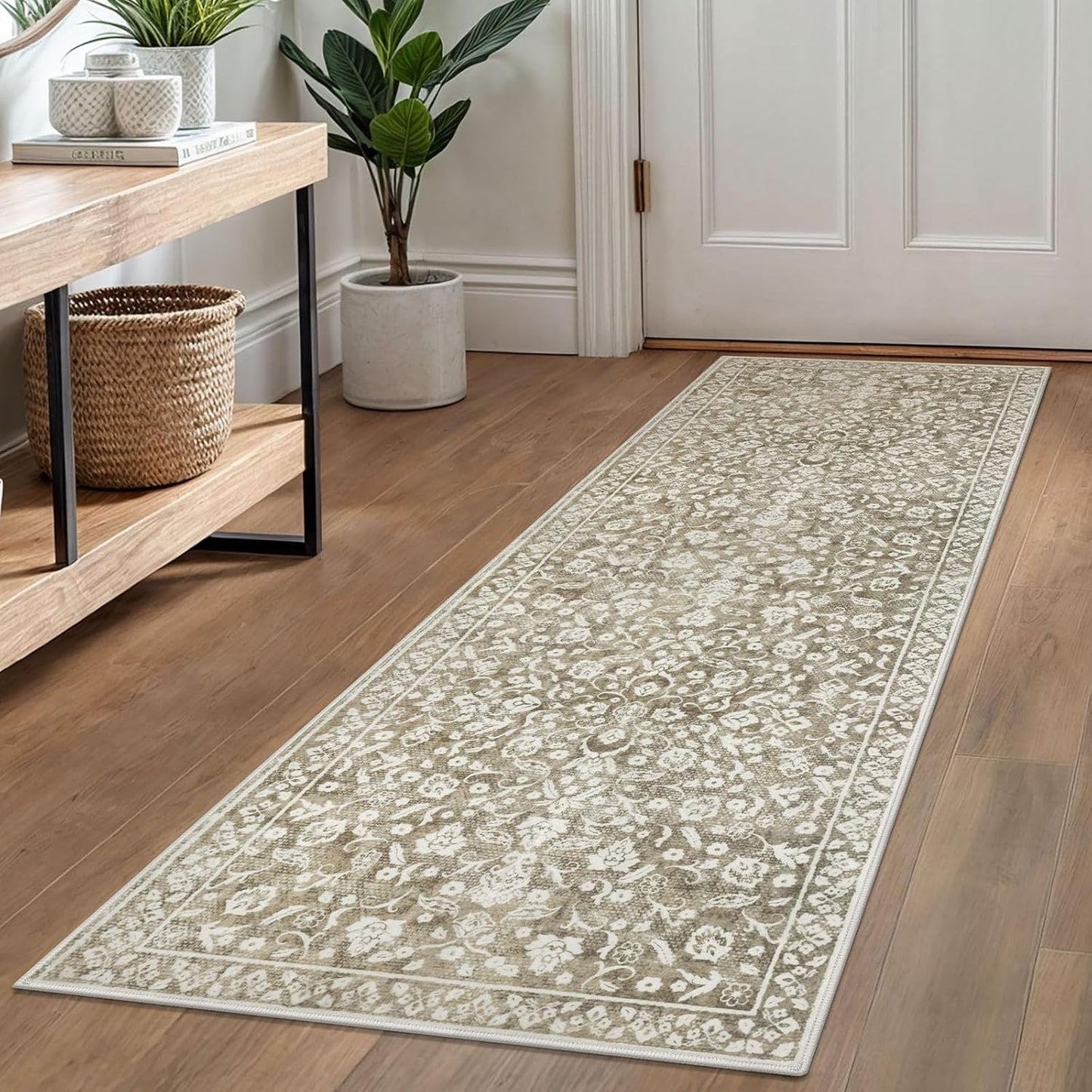 Vintage Washable Runner Rug 2x6 for Hallways and Kitchens