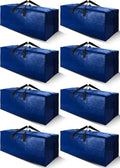 Extra Large 8 Pack 40 gal Moving Bags with Backpack Straps - Blue