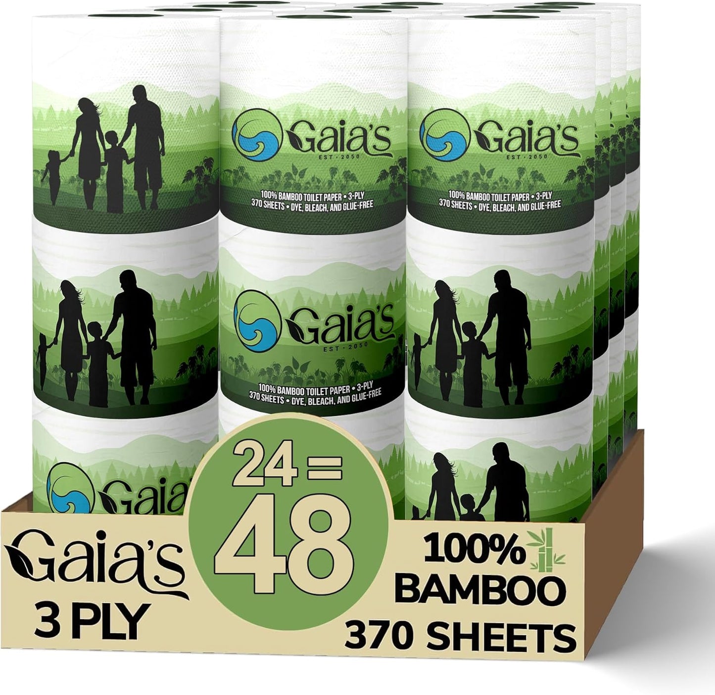 Gaias Premium Organic Bamboo Toilet Paper - Soft & Eco-Friendly