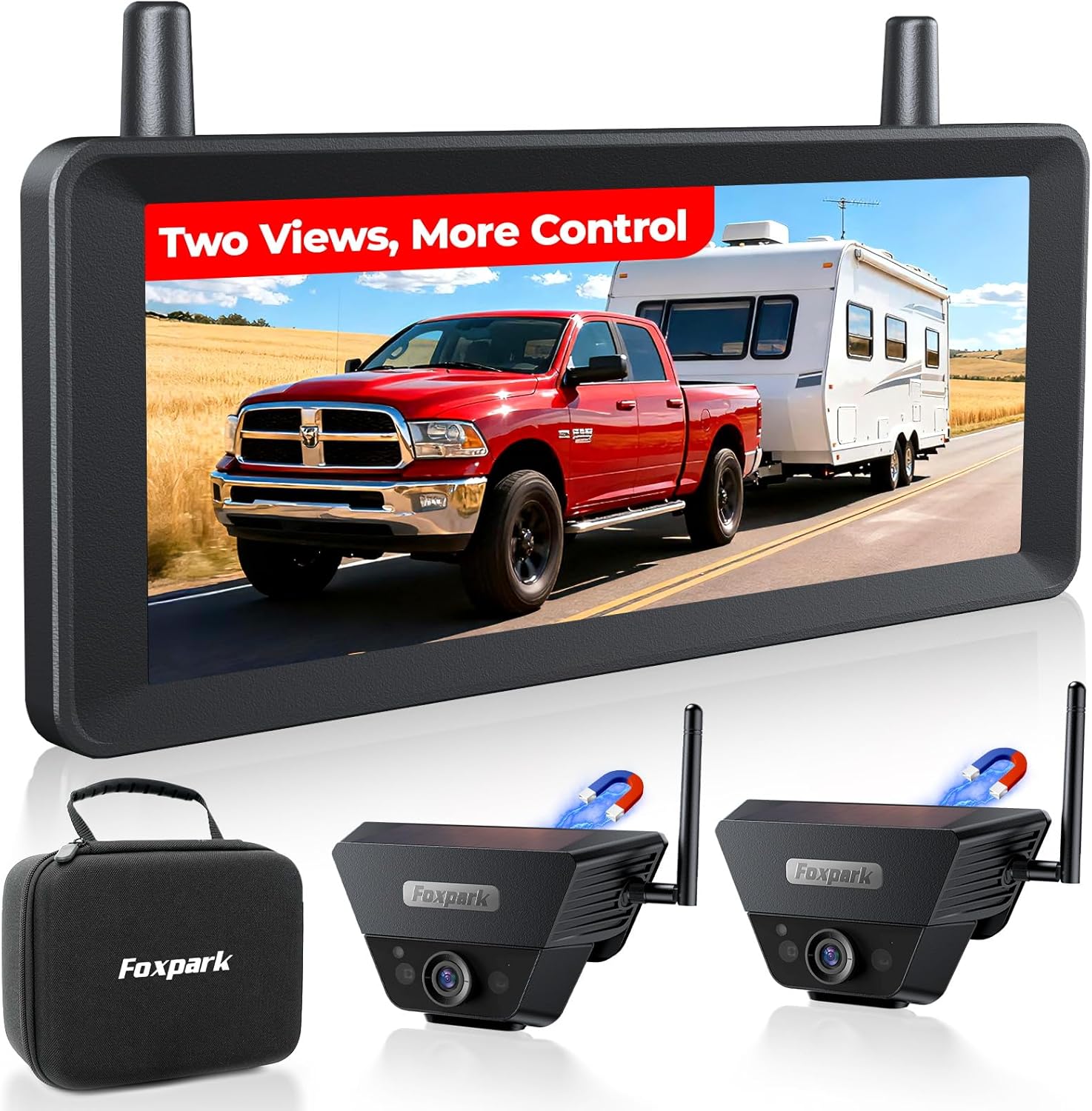 2 Wireless Backup Camera Solar Magnetic for Truck and RV Use