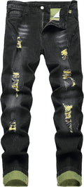 QIMYUM Mens Ripped Jeans Distressed Slim Fit Straight Leg excellent