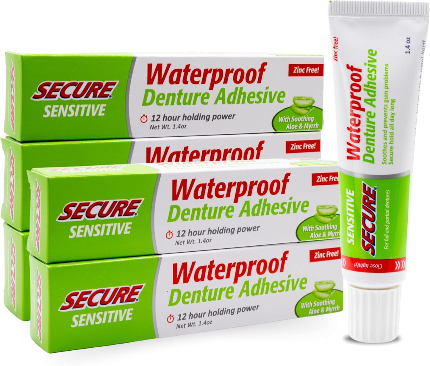 Secure Sensitive Denture Adhesive with Aloe Vera for 12-Hour Hold