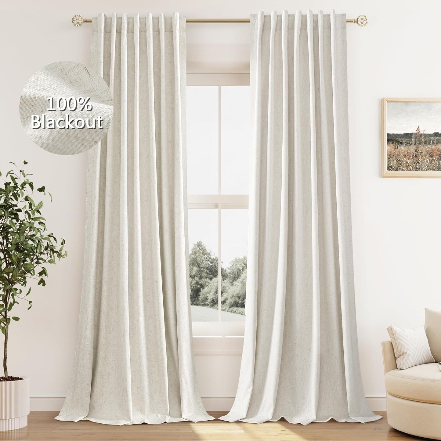 Guken Ivory Blackout Curtains 84 - Maximum Darkness & Style