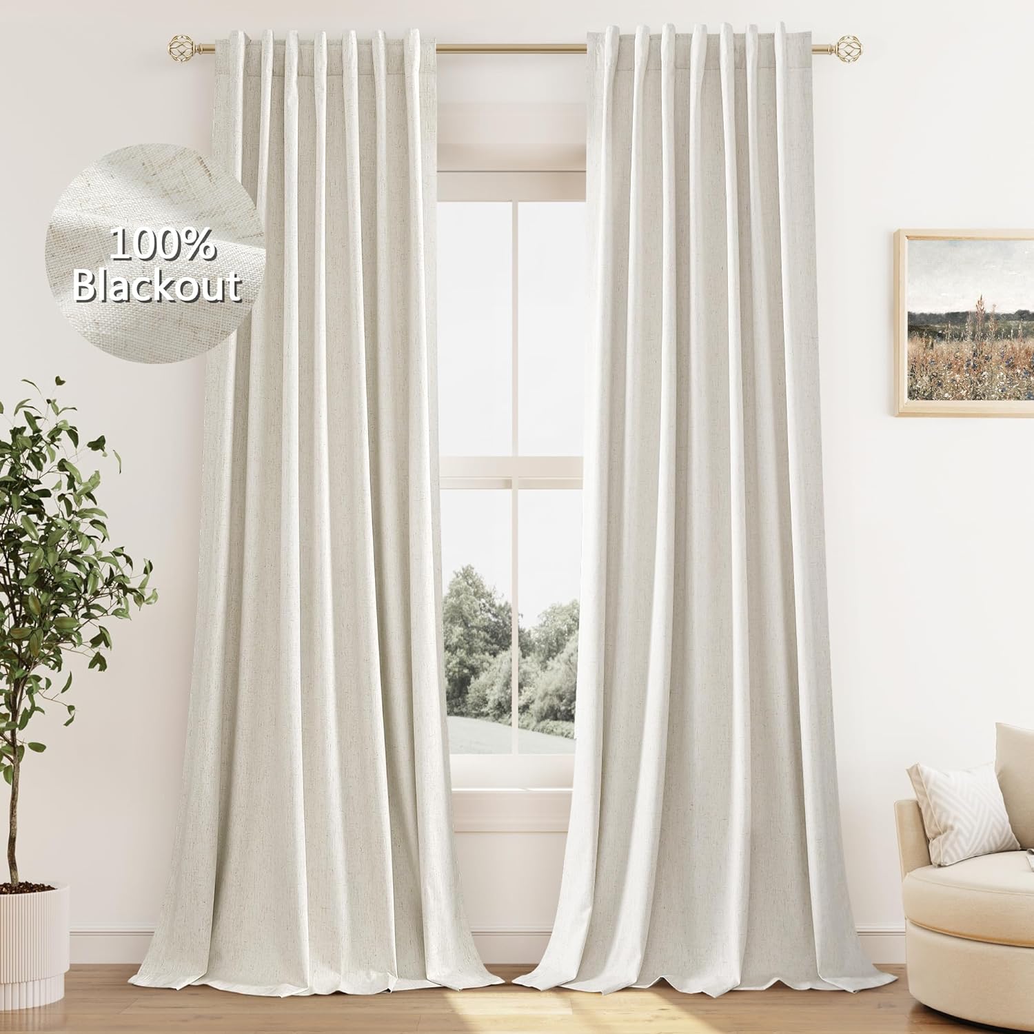 Guken Ivory Blackout Curtains 84 - Maximum Darkness & Style