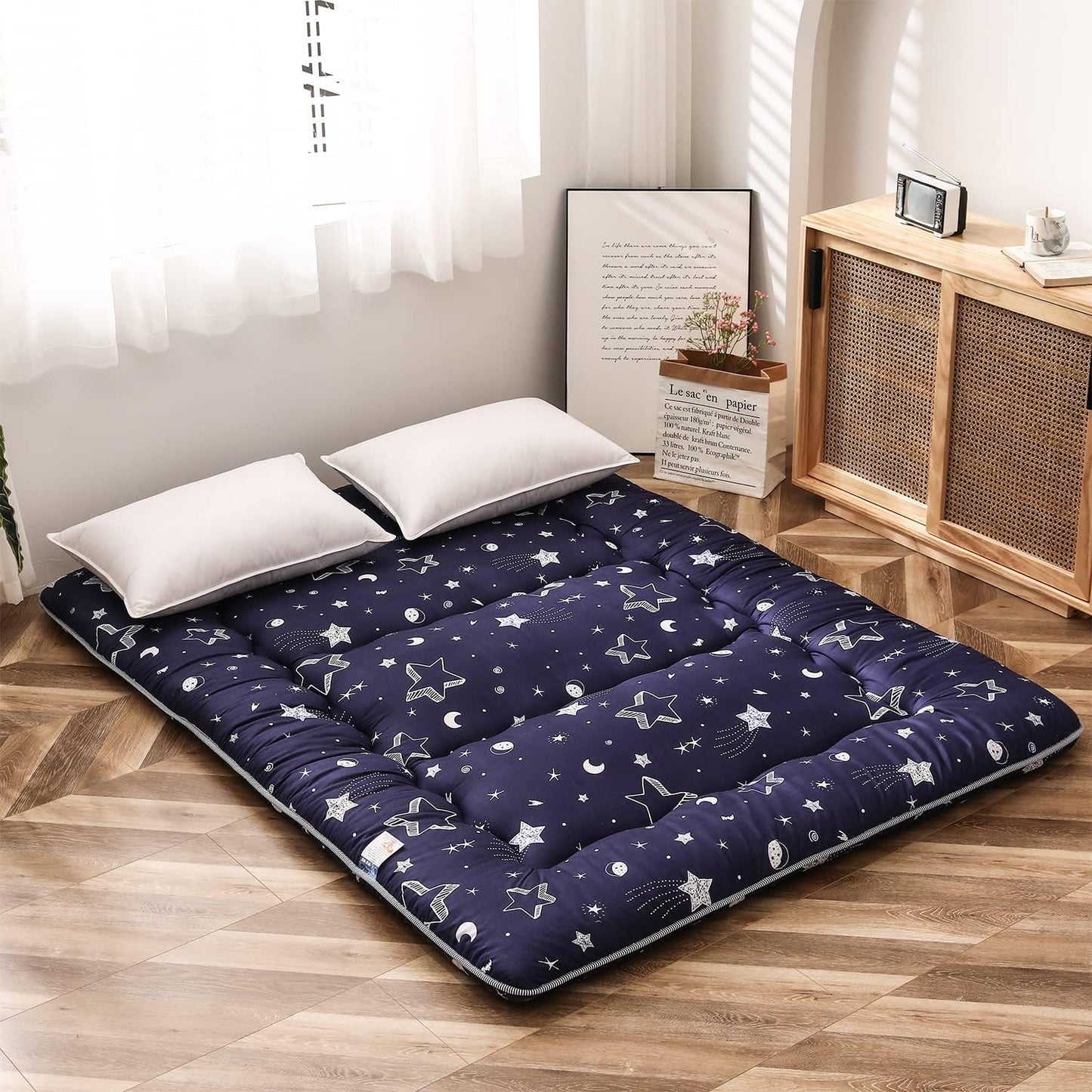 MAXYOYO Navy Star Futon Mattress for Camping and Kids Sleeping