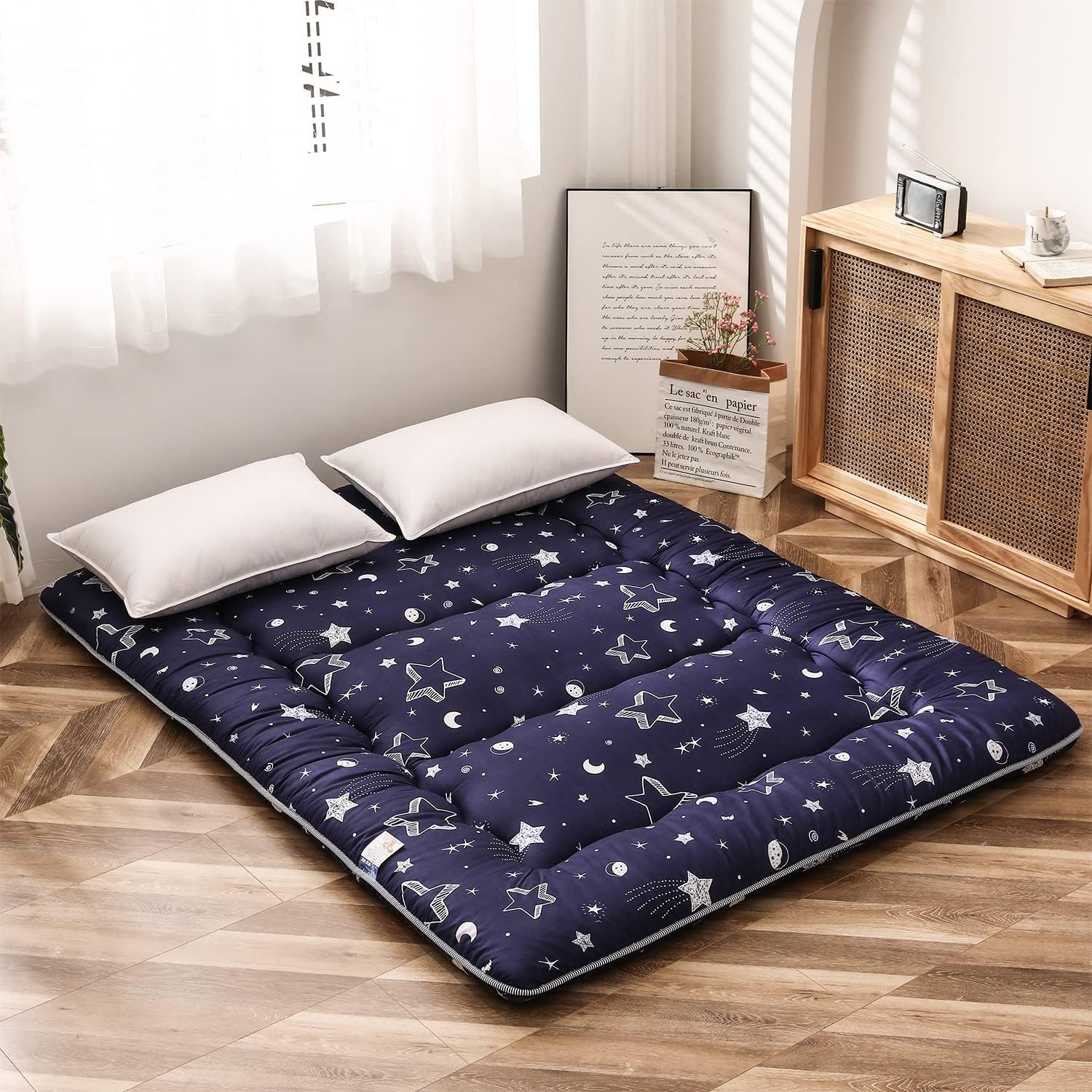 MAXYOYO Navy Star Futon Mattress for Camping and Kids Sleeping