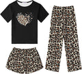 Arshiner Girls Pajama Set 3 Piece Short Sleeve Sleepwear (Style FTVM)