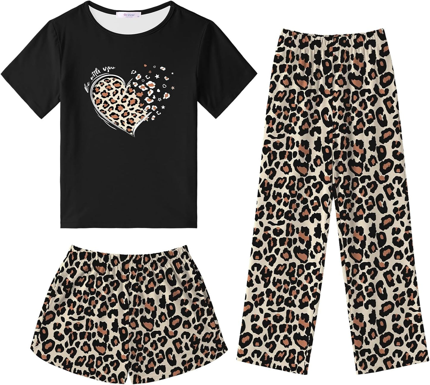 Arshiner Girls Pajama Set 3 Piece Soft Cute Pjs for Summer