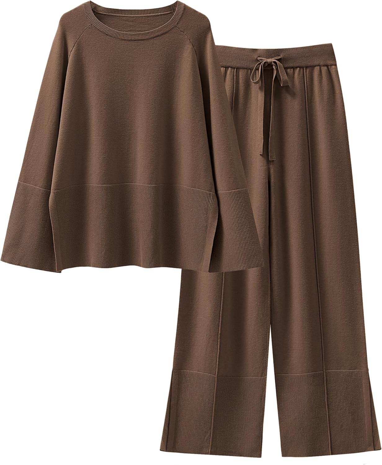 Oversized Knit Sweater Set and Wide Leg Pant Cozy Lounge Set