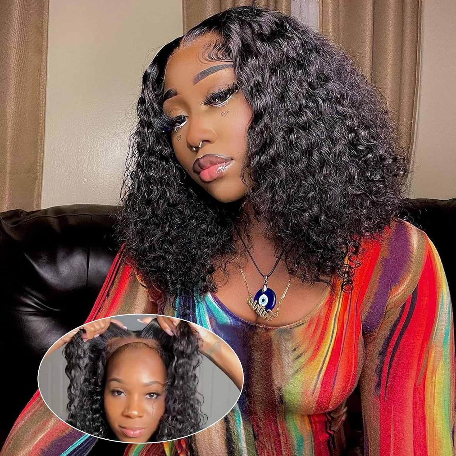 Curly BOB Wig Human Hair 200 Density 5x5 HD Lace Closure
